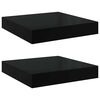 vidaXL Rafturi de perete 2 buc. negru extralucios 23x23,5x3,8 cm, MDF