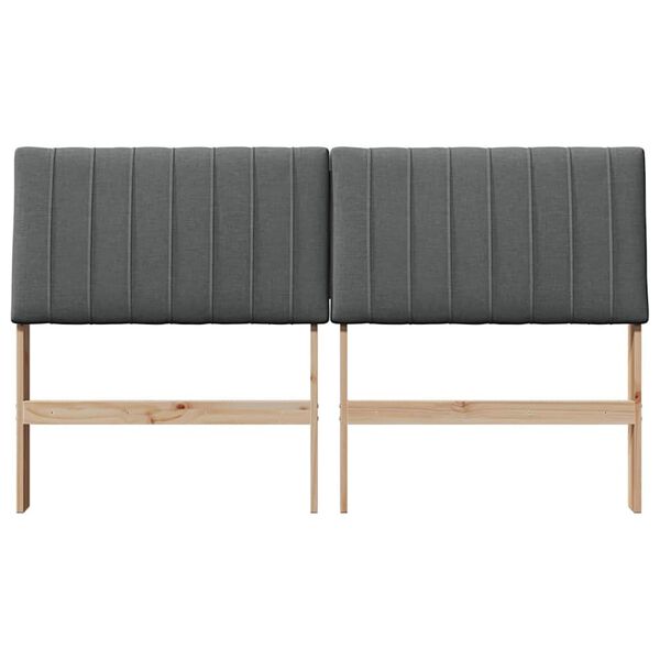 vidaXL Tăblie tapițată Gri &icirc;nchis 150 cm Lemn de pin masiv