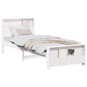 vidaXL Cadru de pat cu headboard Alb 90 x 200 cm Lemn compozit