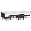 vidaXL Set mobilier de grădină cu perne, 8 piese, negru, poliratan