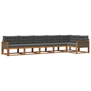vidaXL Set de canapele de exterior cu pernă 6 pcs Natural și Antracit