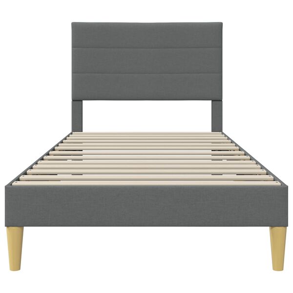 vidaXL Cadru de pat cu headboard Gri &icirc;nchis 90 x 200 cm țesătură