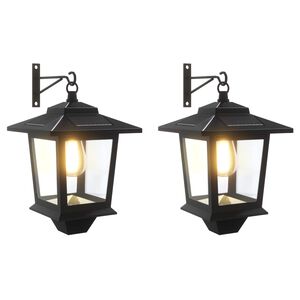 vidaXL Aplica de perete with LED Bulb 2 buc. Negru 19 x 14 x 25 cm