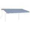 vidaXL Copertină retractabilă manual cu LED, albastru și alb, 4x3,5 m