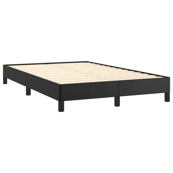 vidaXL Pat box spring cu saltea, negru, 120x190 cm, piele ecologică