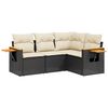 vidaXL Set mobilier de grădină cu perne, 4 piese, negru, poliratan