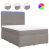 vidaXL Pat box spring cu saltea, gri taupe, 160x200 cm material textil