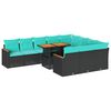 vidaXL Set canapele de grădină cu perne, 11 piese, negru, poliratan