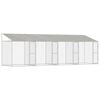 vidaXL Cușcă pentru c&acirc;ini cu acoperiș Argintiu 800 x 200 x 256 cm