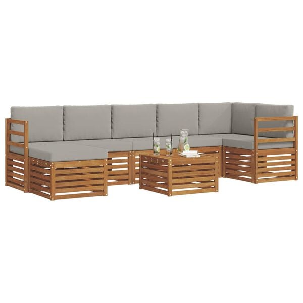 vidaXL Set canapea sectională cu pernă 8 pcs Gri natural și deschis