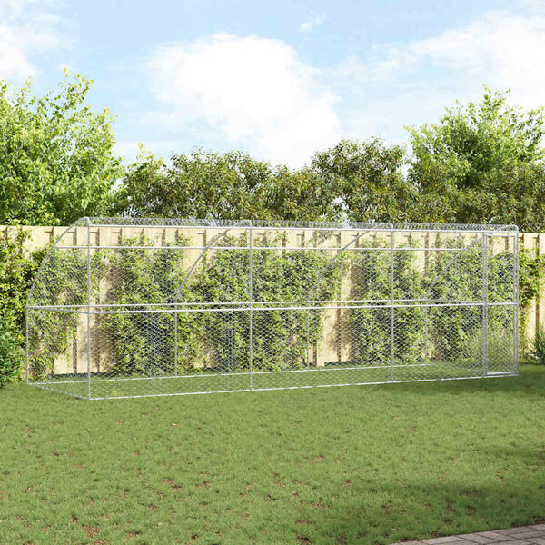 vidaXL Cușcă pentru c&acirc;ini 3 pcs Argintiu 6 x 2 x 2 m Oțel galvanizat