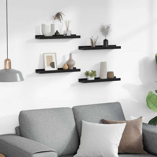 vidaXL Rafturi de perete, 4 buc., negru, 40x9x3 cm