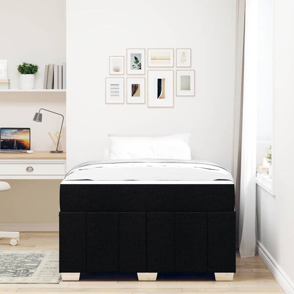 vidaXL Cadru de pat cu saltea Negru 120 x 200 cm țesătură