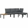 vidaXL Set canapea de grădină, 3 piese, cu perne, negru, aluminiu