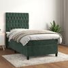 vidaXL Pat box spring cu saltea, verde &icirc;nchis, 100x200 cm, catifea