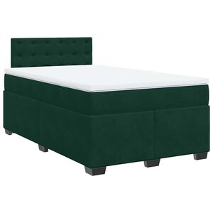 vidaXL Pat box spring cu saltea, verde &icirc;nchis, 120x200 cm, catifea
