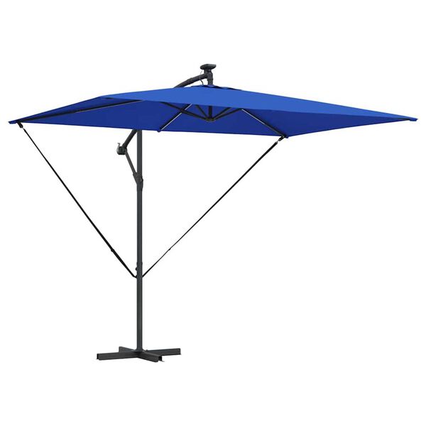 vidaXL Parasol banana cu brațe albastru 294 x 200 x 254 cm