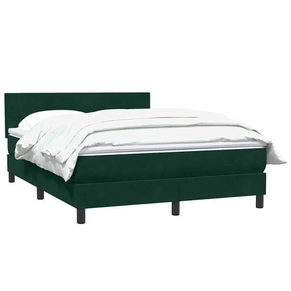 vidaXL Pat box spring cu saltea, verde &icirc;nchis, 160x220 cm, catifea