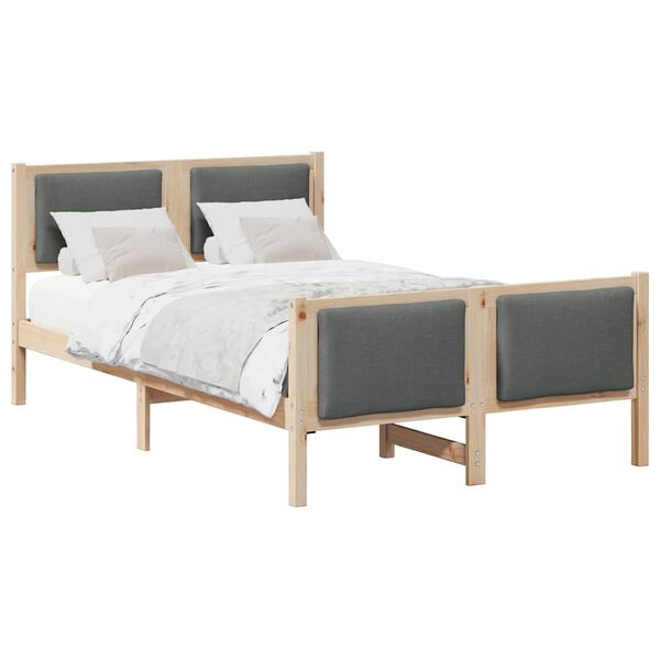 vidaXL Cadru de pat cu headboard Gri &icirc;nchis 120 x 190 cm țesătură