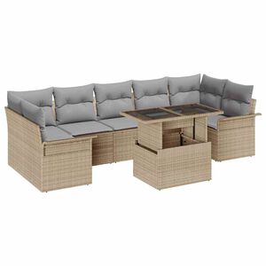 vidaXL Set de canapele pentru grădină cu pernă 8 pcs Bej Rattan poli