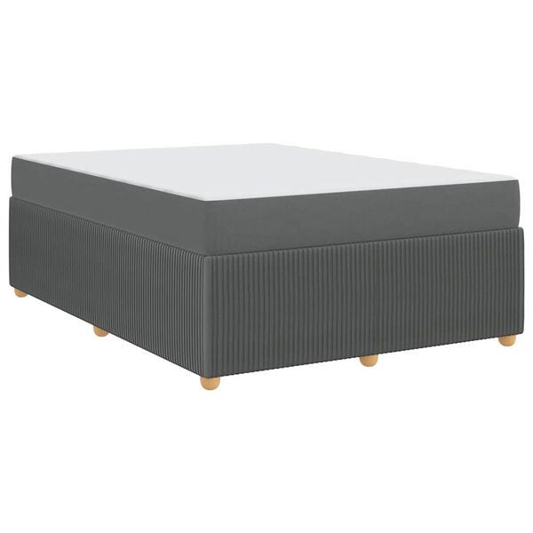 vidaXL Cadru de pat cu saltea Gri &icirc;nchis 160 x 200 cm țesătură