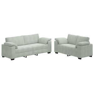 vidaXL Set canapele 2 piese cu perne gri deschis catifea