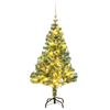 vidaXL Brad Crăciun artificial, 150 LED/globuri/zăpadă pufoasă, 120 cm