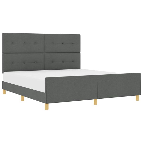 vidaXL Cadru de pat cu headboard Gri &icirc;nchis 180 x 200 cm țesătură