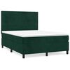 vidaXL Pat box spring cu saltea, verde &icirc;nchis, 140x190 cm, catifea