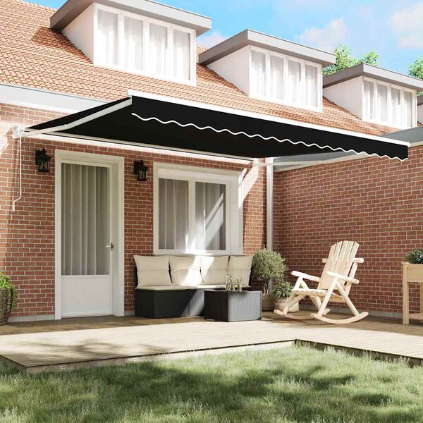 vidaXL Cortina Retractabilă Negru 400 &times; 300 cm Poliester și Aluminiu