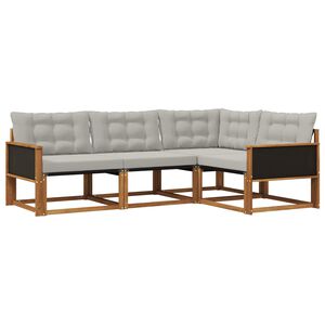 vidaXL Set de canapele de exterior 4 pcs Natural și gri deschis
