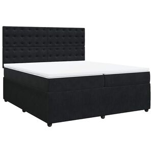 vidaXL Pat box spring cu saltea, negru, 200x200 cm, catifea