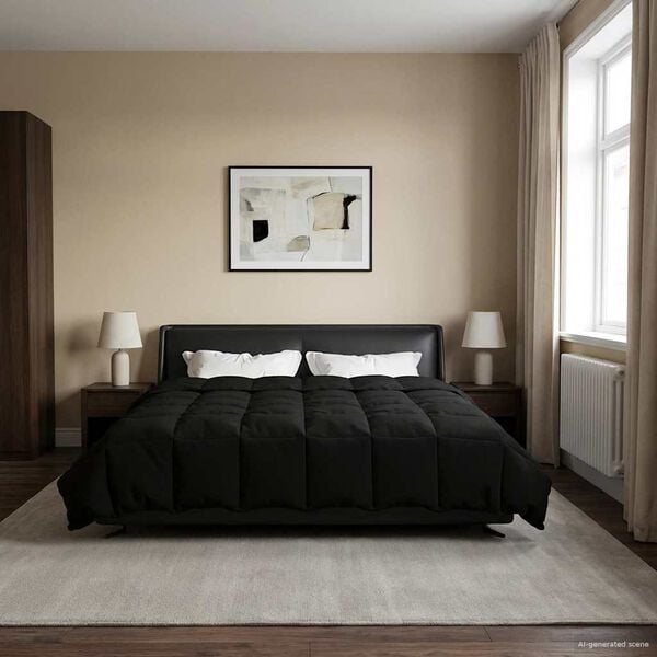 vidaXL Pilotă de vară Patos Negru 200 x 220 cm Microfibră