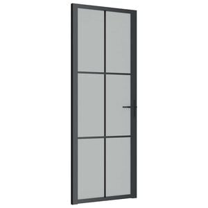 vidaXL Ușă de interior, 76x201,5 cm, sticlă neagră mată și aluminiu