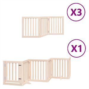 vidaXL Poartă de c&acirc;ini pliabilă cu ușă, 15 panouri, 750 cm, lemn plop