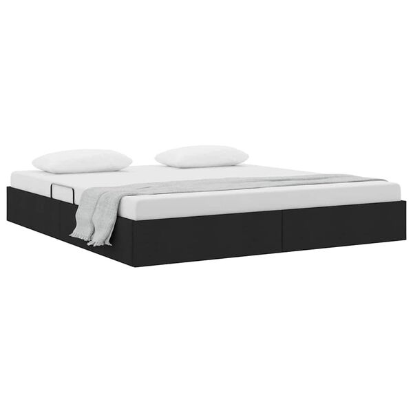 vidaXL Pat cu storage cu headboard Negru 160 x 200 cm țesătură