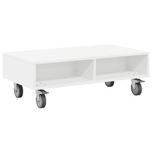 vidaXL Masă laterală cu roți Alb 90 x 50 x 30 cm Lemn prelucrat