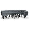 vidaXL Set mobilier de grădină, 9 piese, negru și gri, poliratan