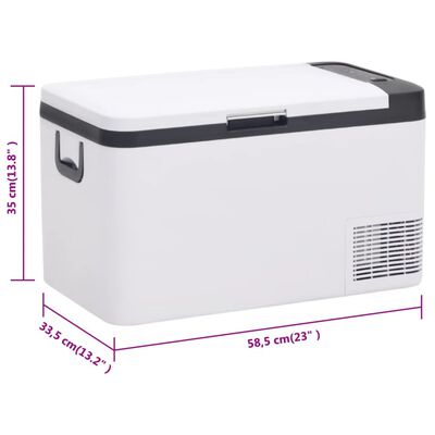 vidaXL Ladă frigorifică cu mâner, alb-negru, 25 L PP și PE