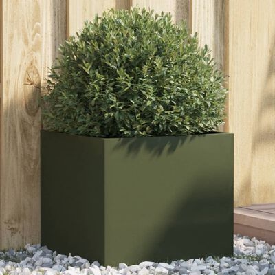 vidaXL Jardinieră, verde măsliniu, 42x40x39 cm, oțel laminat la rece