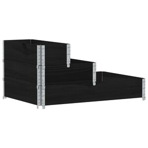 vidaXL Strat &icirc;nălțat cu 3 niveluri, negru, 120x80 cm, lemn masiv pin