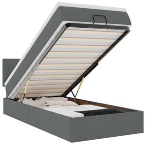 vidaXL Cadru pat otoman cu saltea țesătură gri &icirc;nchis 100x200 cm