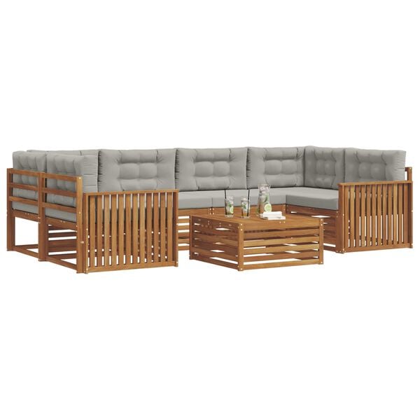 vidaXL Set de canapele de exterior 7 pcs Gri natural și deschis