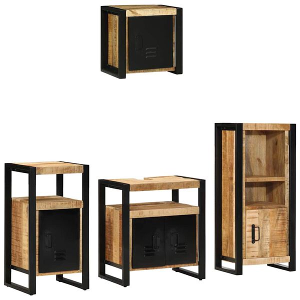 vidaXL Set de mobilier pentru baie cu sertar 4 pcs Lemn de mango solid