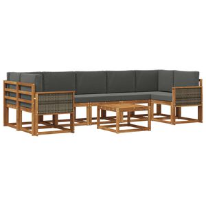 vidaXL Set de canapele de exterior cu pernă 6 pcs Natural și Antracit