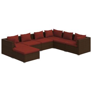 vidaXL Set mobilier de grădină cu perne, 7 piese, maro, poliratan