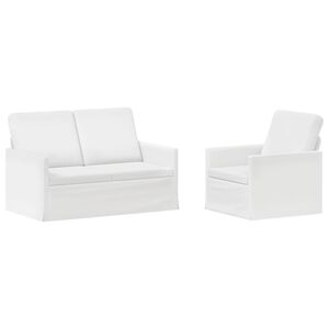 vidaXL Set de canapea 2 pcs Alb Țesătură