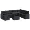 vidaXL Set mobilier de grădină cu perne, 9 piese, negru, poliratan