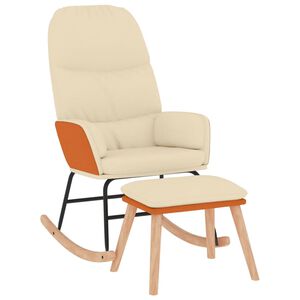 vidaXL Scaun balansoar cu taburet, crem, textil