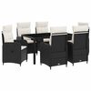 vidaXL Set dining pentru exterior 7 buc. Negru și Alb crem poliratan